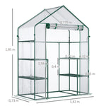 Serre de jardin 4 tablettes acier PVC haute densité 140 g/m² anti-UV 142 x 73 x 195 cm transparent vert