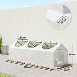 Serre de jardin mini serre 3 fenêtres enroulables couverture en PE haute densité 140 g/m² 180 x 60 x 60 cm blanc