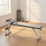 Banc de Musculation Multifonction, Banc Plat Réglable avec Siège à 3 Niveaux, 141 x 52 x 54-71 cm, Bleu et Blanc
