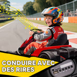 Kart Électrique pour Enfants 24 V, Go Kart, Moteur 2 x 150W, Mode Drift, Siège Réglable, Démarrage Progressif, Rouge
