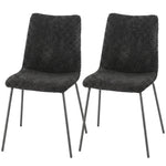 Juego de 2 sillas de comedor, sillas de cocina tapizadas en terciopelo, respaldo curvado, patas de metal, gris oscuro