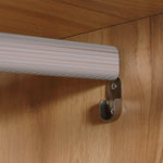 Kleiderschrank Aufbewahrungsschrank mit Kleiderstange, Vorhängen und 3 herausnehmbaren Stoffschubladen, 105 x 48 x 160 cm, natur
