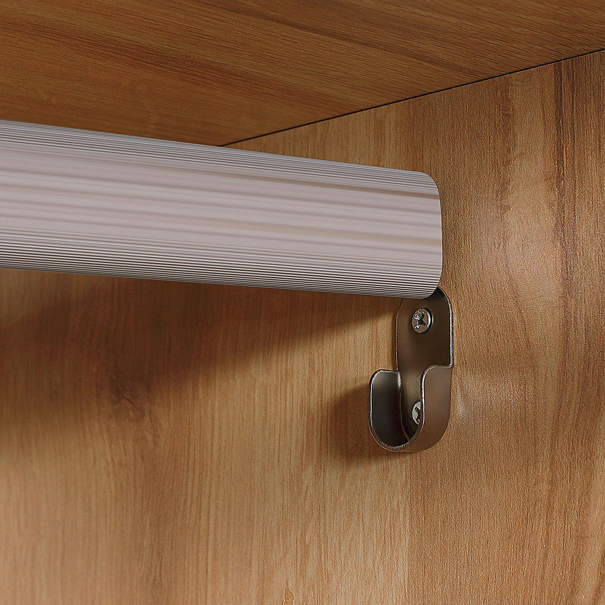 Kleiderschrank Aufbewahrungsschrank mit Kleiderstange, Vorhängen und 3 herausnehmbaren Stoffschubladen, 105 x 48 x 160 cm, natur
