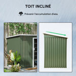 Abri de Jardin 3,6 m² Remise à Outils avec kit de fondation en Acier galvanisé avec Portes coulissantes Vert clair
