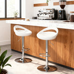 Lot de 2 tabourets de bar chaises de bar hauteur réglable dossier et repose-pieds pivotant à 360° 46x41x76-96cm blanc