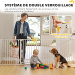 Barrière de sécurité en métal parc enclos pliable et modulable pour chien et enfant 6 panneaux 61 x 75 cm blanc