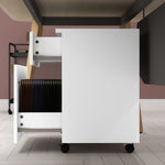 Caisson de bureau à roulettes avec 2 tiroirs coulissants trieur à dossiers 48 x 40 x 59,5 cm blanc