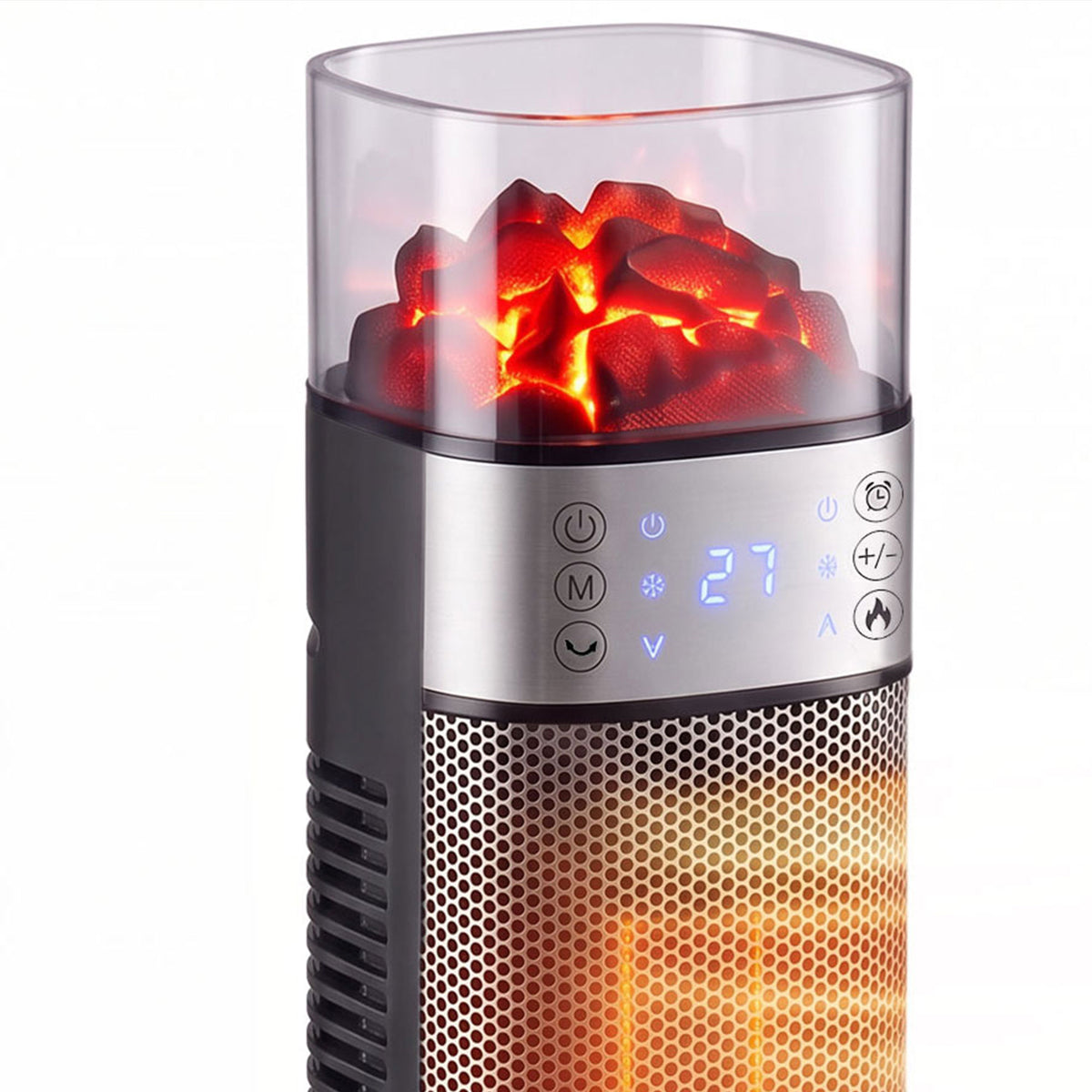 Keramik-Zusatzheizung 2000W, Elektrischer WLAN-Heizkörper, App- & Sprachsteuerung, 5 Modi, 3D-Flammeneffekt, Schwarz