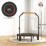 Fitness-Trampolin mit verstellbarem Haltegriff, klappbar, 6 Beine, 28 Federn, Ø 102 cm, schwarz-orange