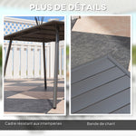 Table à manger de jardin pour 6 personnes avec plateau à lattes pour jardin, patio, terrasse, 150 x 80 x 74 cm, gris