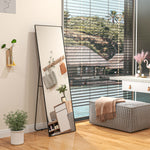 Grand miroir pleine longueur rectangulaire, 50 x 160 cm, miroir sur pied, mural ou pocé contre mur, noir