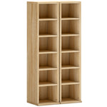 Lot de 2 étagères colonnes armoire de rangement CD-DVD 12 compartiments 21 x 22,5 x 88,5 cm capacité 204 CD chêne