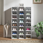 Lot de 8 boîtes à chaussures pliables en plastique empilables avec couvercles, pour pointure jusqu'à 43, blanc