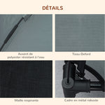 Lit chien sureleve avec parasol, lit de camp chien chat sur pieds tissu Oxford respirant, anti-UV cadre en métal sac de transport inclus couchage extérieur pour chat 161 x 46 x 61 cm gris noir
