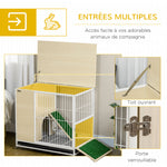 Cage à lapin clapier sur roulettes toit ouvrant plates-formes avec plateau amovible 78 x 52,5 x 76,5 cm naturel