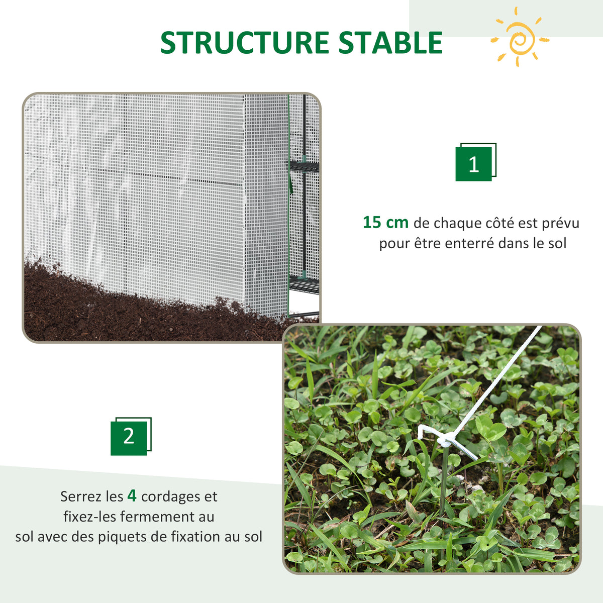 Serre de jardin PE avec étagère 2 niveaux, serre de balcon, bâche renforcée 140 g/m², acier, porte zippée