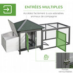 Poulailler cottage multi-équipement perchoir rampe pondoir enclos tiroir à déjection 196L x 76l x 97H cm bois massif pin gris blanc