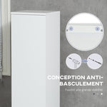 Meuble colonne rangement salle de bain 2 placards 3 étagères réglables style contemporain 30 x 28 x 152,5 cm blanc