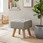 Poggiapiedi da salotto ottomana seduta imbottita in tessuto con gambe in legno 27 x 27 x 26 cm grigio chiaro