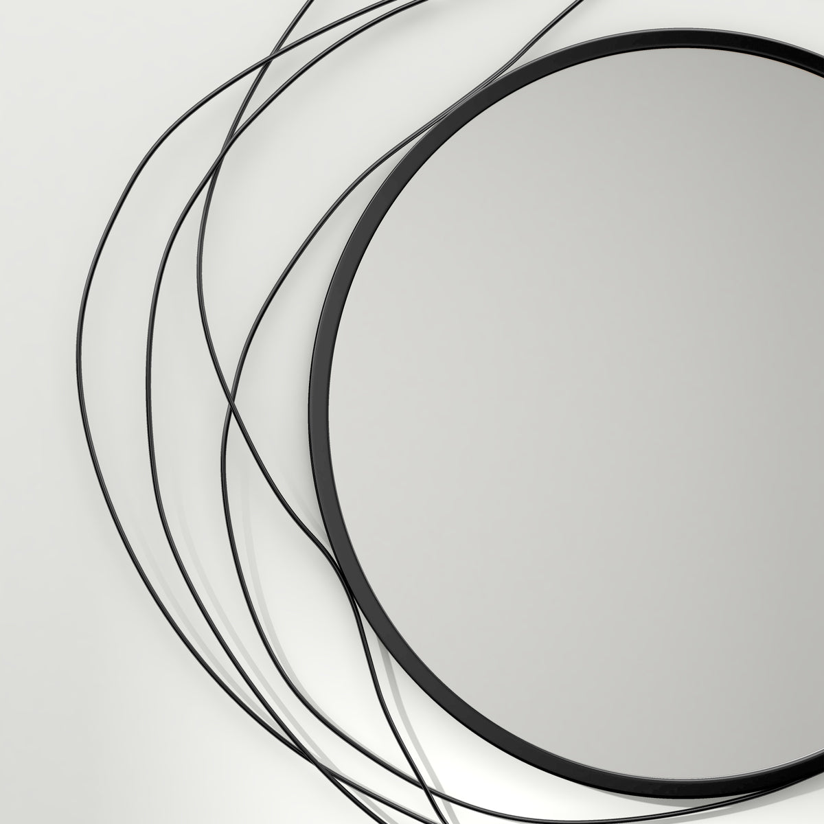 Espejo redondo de metal con perfil negro, decoración de estilo moderno, diámetro Φ65 cm
