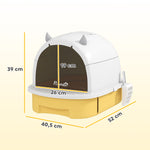Maison de toilette pour chat bac à litière fermé chat poignée de transport porte translucide 40,5 x 52 x 39 cm jaune