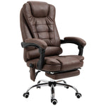 Fauteuil de bureau direction massant chauffant hauteur réglable dossier inclinable toile de microfibre marron