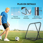 Filet de rebond de football rebondisseur de football ajustable pliable portable 4 piquets de fixations au sol filet de PE noir blanc 78 x 84 x 78 cm