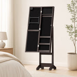 Armoire à Bijoux, Armoire de Rangement sur Pieds, Boîte à Bijoux avec Miroir Multi-Rangements Éclairage LED Marron Foncé