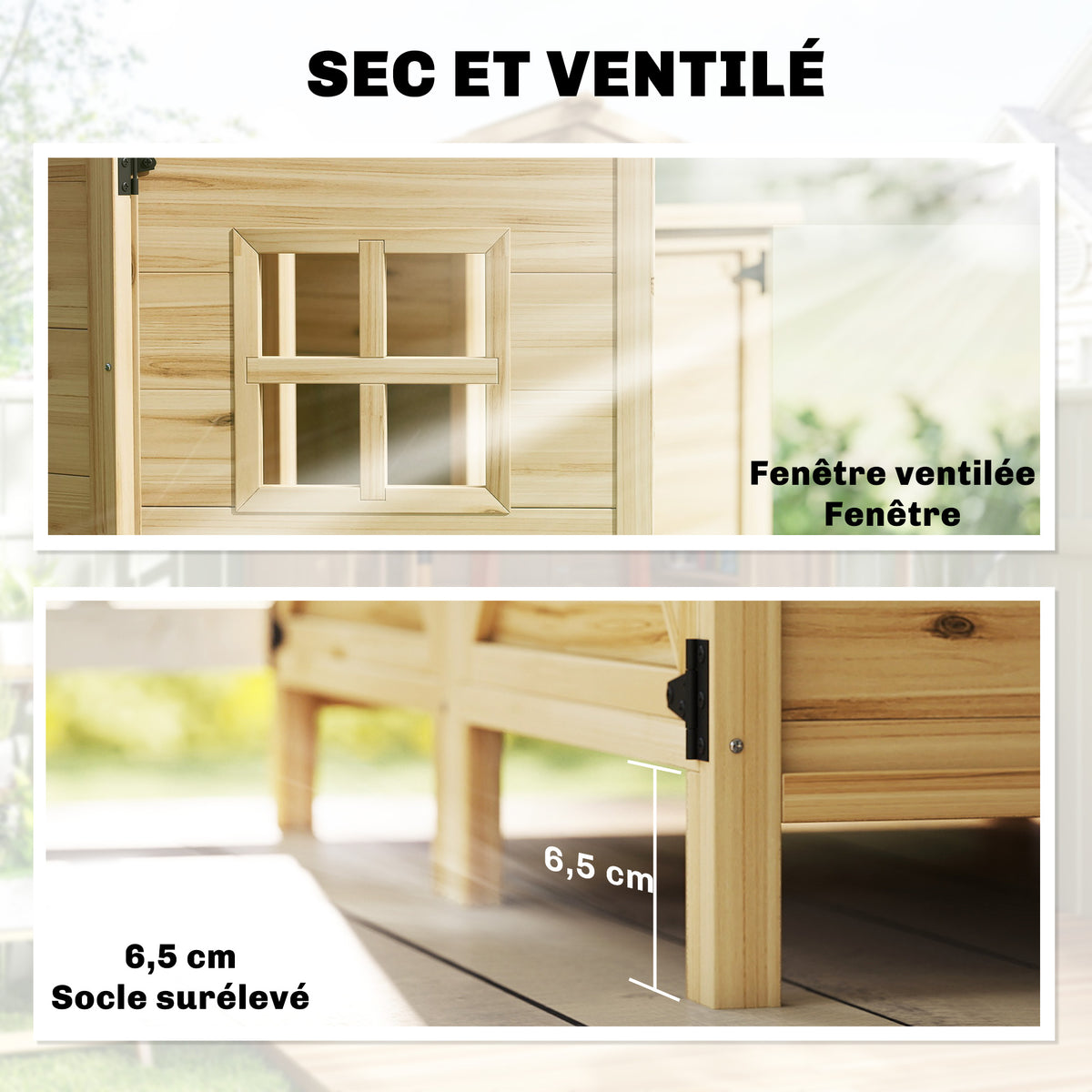 Armoire de Jardin en Bois Abri de Jardin Toit en Asphalte Double Zone et Étagères Amovibles 106x57x167cm Naturel