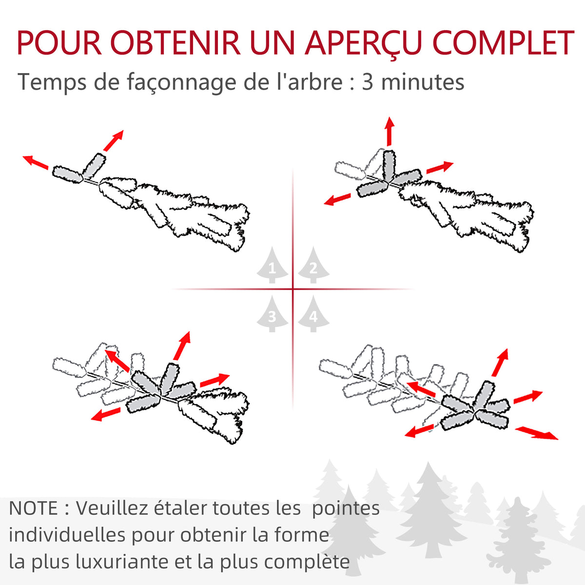 Sapin de Noël 60 cm arbre de Noël de table avec lumière LED, 141 pointes, pommes de pin et baies rouges, base en béton-6