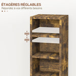 Lot de 2 étagères colonnes armoire de rangement CD 12 compartiments 21 x 22,5 x 88,5 cm capacité 204 CD brun rustique
