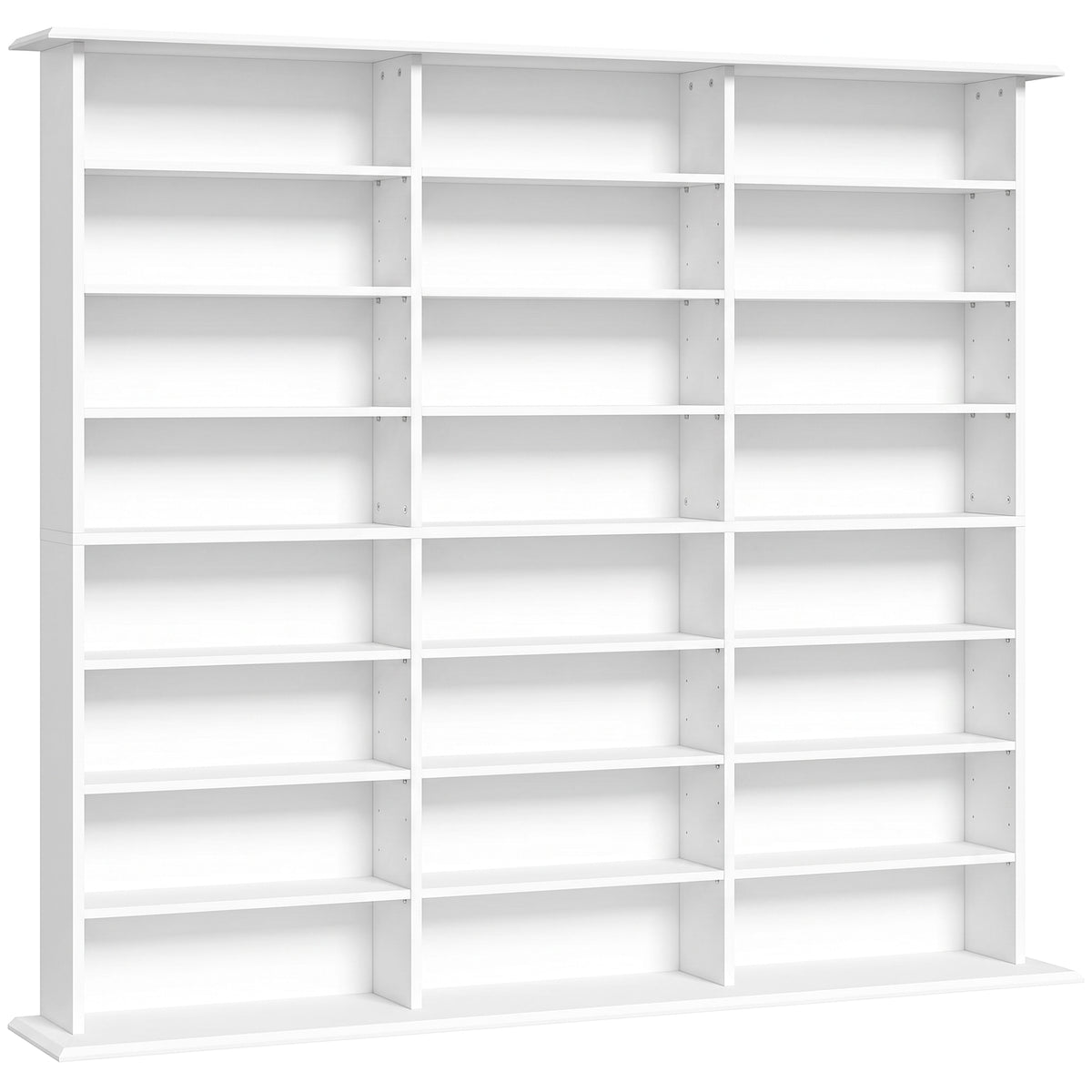 Meuble de rangement 1032 CDs / 594 DVDs, étagère multimédia, 24 compartiments et 18 étagères ajustables, blanc