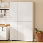Credenza alta da cucina mobiletto da cucina lucido 6 ante a chiusura rallentata ripiani regolabili bianco