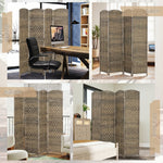 Paravent intérieur en bois 4 panneaux séparateur de pièce pliable pour salon chambre 180 x 180 cm chêne foncé