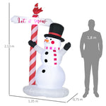Bonhomme de neige gonflable avec pancarte 3 LED polyester imperméable hauteur 213 cm blanc