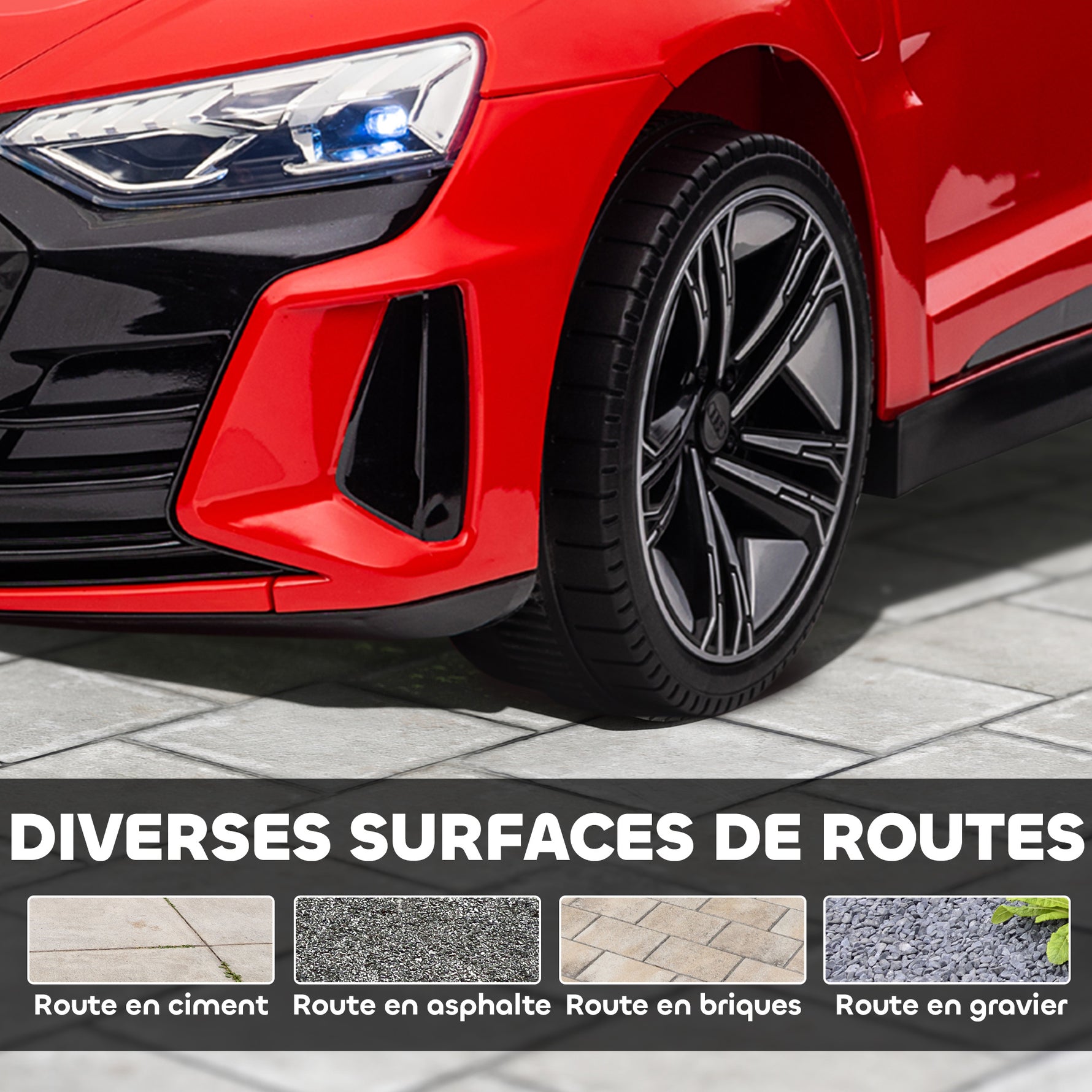 Voiture électrique enfant 12 V - véhicule électrique avec télécommande parentale fournie - V. Max. 5 Km/h - effets sonores, lumineux - Audi RS E-tron GT rouge