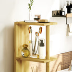 Colonne de salle de bain meuble de salle de bain avec 2 étagères 2 placards en bambou 18l x 30P x 120H cm bois naturel