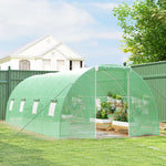 Serre de Jardin Tunnel 18 m² dim. 6L x 3l x 2H m - 8 fenêtres, Porte zippée Enroulable - châssis Tubulaire Acier galvanisé, bâche PE Haute densité Vert