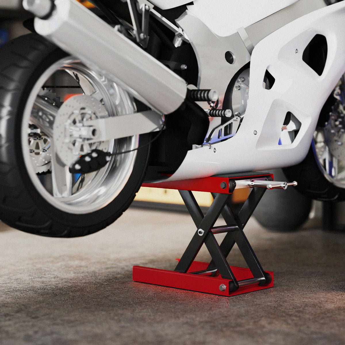 Motorfiets schaarlift 500 kg, hefhoogte 10-37 cm - Stalen motorlift met antislip-platform - Offroad-werkplaatsstandaard voor onderhoud, rood