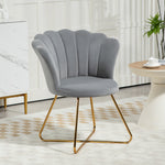 Fauteuil coquillage chaise coiffeuse fauteuil en velours fauteuil de salon avec pieds en acier 69 x 64 x 80 cm gris