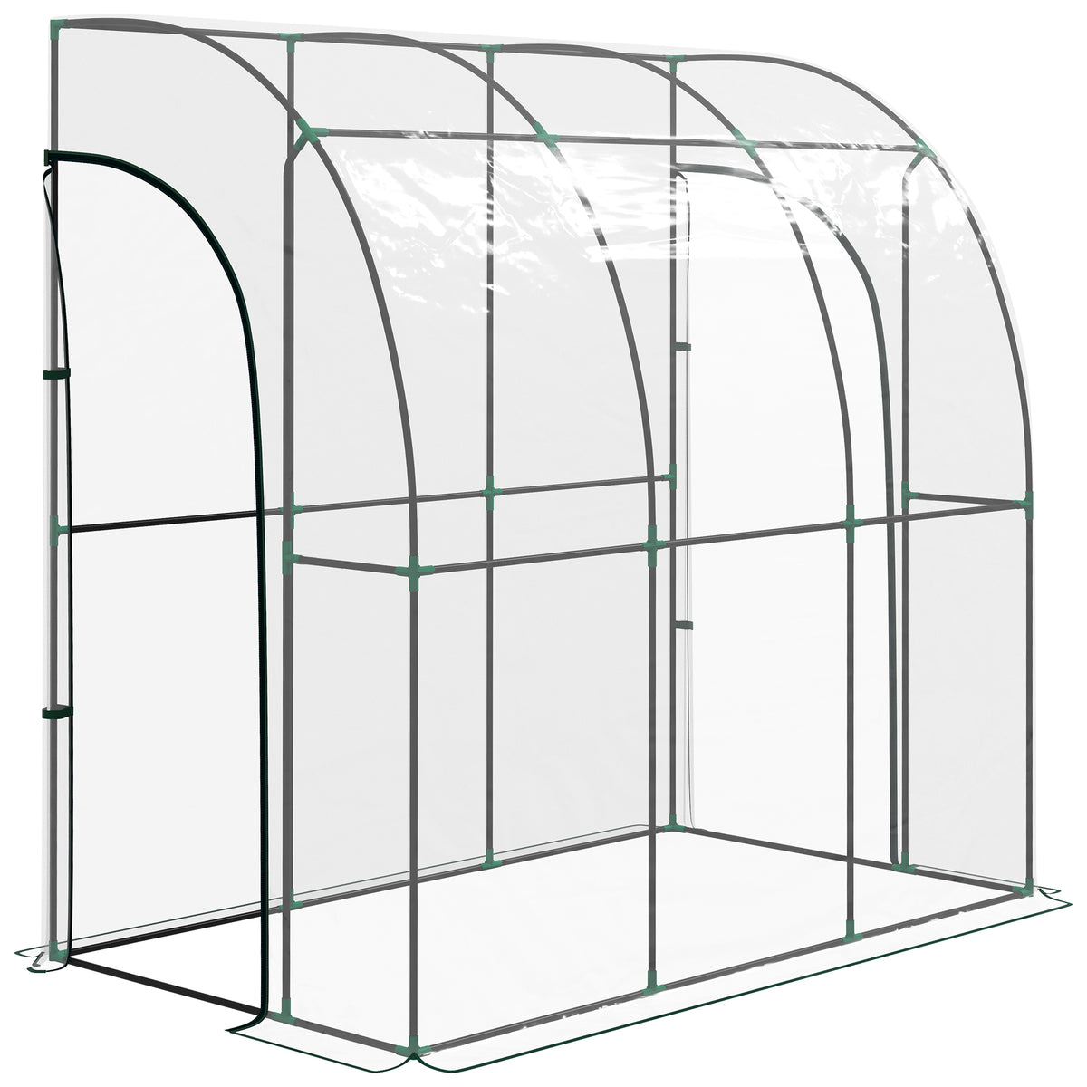 Serre de jardin adossée, serre de balcon, bâche renforcée PVC, 2 portes enroulables, 214 x 118 x 212 cm, transparent