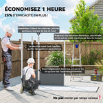 Tuinhuisje voor buiten 2,4 x 1,3 m, van kunststof met vloer, raam, afsluitbare deuren en ventilatie, grijs