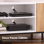 Meuble TV 140 cm, Meuble Télé pour Téléviseur jusqu'à 55 Pouces, 2 Portes à Fermeture Douce et Étagères Réglables, Blanc