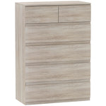 Commode 6 tiroirs meuble de rangement sans poignées design minimaliste 80 x 39 x 115 cm bois naturel