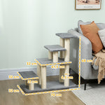 Escalier pour animaux domestiques réglable 3/4 marches échelle pour chat chien griffoirs sisal 70 x 32 x 68 cm gris