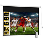 Écran vidéoprojecteur 100 Pouces, 16:9 4K HD écran de projection motorisé et électrique, écran de projection tv et home cinéma, montage mural ou plafond, panneau de commande et télécommande