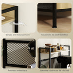 Armoire de cuisine style industriel avec 3 tiroirs, plan de travail, étagère et 4 crochets, 60x40x132cm