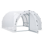Serre de Jardin Tunnel Surface Sol 12 m² 4L x 3l x 2H m châssis Tubulaire renforcé 25 mm Double Porte avec poignées Blanc