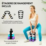 Lot d'haltères hexagonaux, haltères musculation, 2 x 1 kg, 2 x 2 kg, 2 x 3 kg, avec support convertible d'haltères
