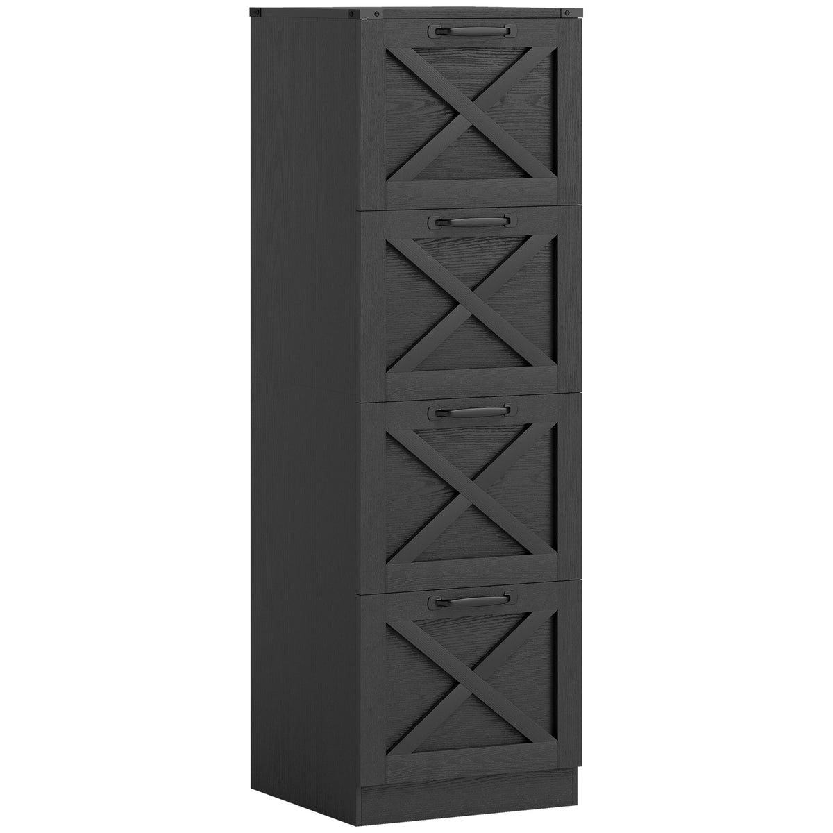 Caisson de Bureau avec 4 Tiroirs, Dossiers Suspendus pour Formats Lettre/A4, Style Rustique, 40x40x131cm, Noir